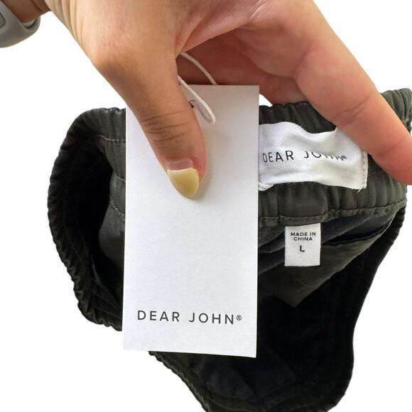 Dear John NWT Jacey Dark Olive Green Faux Vegan Leather Pull On Jogger Pants - Picture 8 of 9